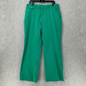 Vintage Pants Slacks 34x29 Green Polyester Flare Leg 70s Golf Disco‎ Cotton